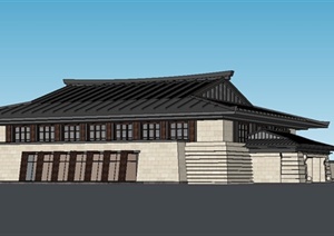某日式风格博物馆建筑设计SU(草图大师)模型