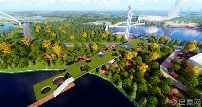 某现代份公告详细湿地公园景观设计3d模型