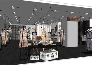 某现代风格服装店室内装饰设计SU(草图大师)模型含JPG图片