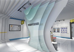 某现代风格展览馆室内装饰设计SU(草图大师)模型含JPG效果图