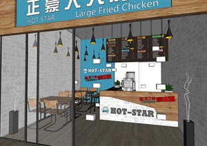 现代风格精品餐饮室内设计SU(草图大师)模型加效果图