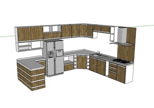 厨房整体橱柜设计SU(草图大师)模型