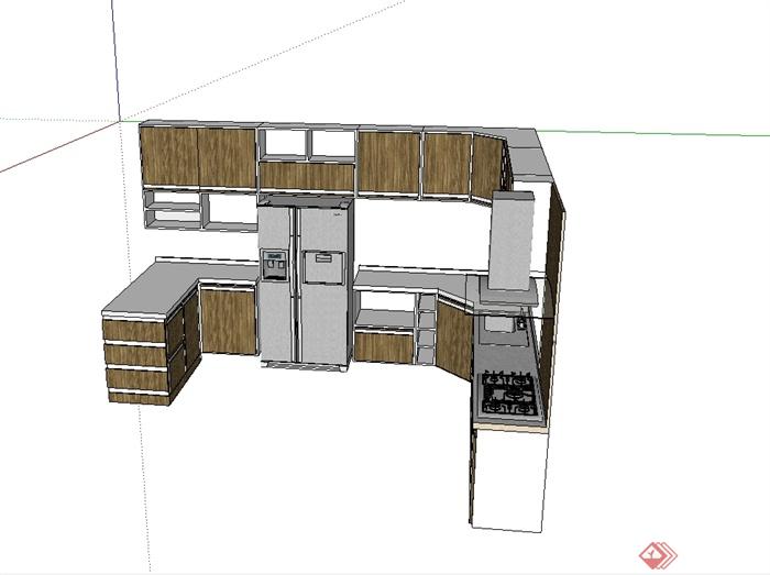 厨房整体橱柜设计SU模型(2)