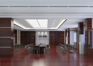 现代风格详细会议室空间设计SU(草图大师)模型加渲染效果图
