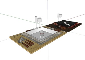 厨房整体餐具设备设计SU(草图大师)模型