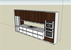 现代风格详细厨房整体橱柜SU(草图大师)模型