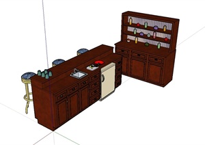 现代厨房整体橱柜SU(草图大师)模型