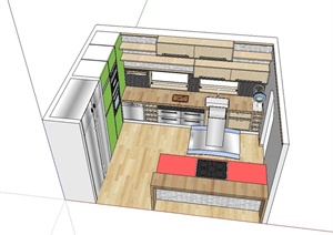 现代风格室内厨房整体设计SU(草图大师)模型