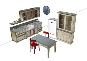 厨房整体详细橱柜设计SU(草图大师)模型