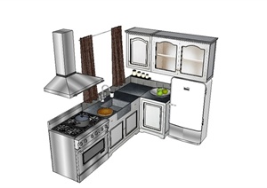 住宅空间厨房整体设计SU(草图大师)模型