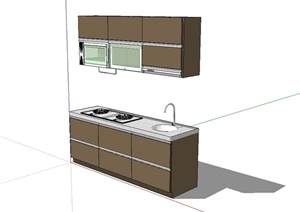 现代风格详细厨房橱柜设计SU(草图大师)模型