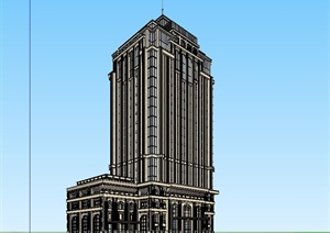 某欧式风格小高层详细办公建筑楼设计SU(草图大师)模型