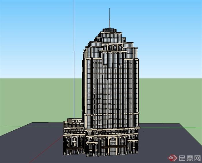 某欧式风格小高层详细办公建筑楼设计su模型(2)