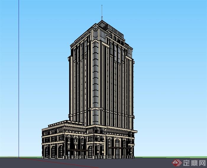 某欧式风格小高层详细办公建筑楼设计su模型(1)