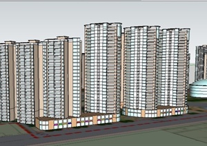 现代高层居住小区概念建筑设计SU(草图大师)模型