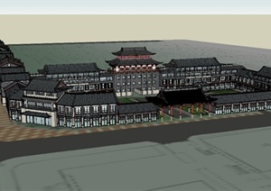 某古典中式风格明清商业街建筑设计SU(草图大师)模型
