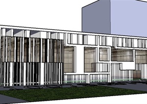 简约多层商业会馆建筑设计SU(草图大师)模型