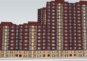 新古典风格住宅区高层建筑SU(草图大师)模型