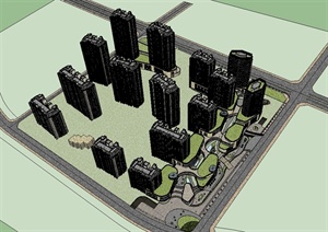 新古典住宅及商业综合设计SU(草图大师)模型