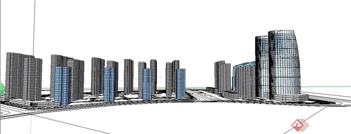 现代综合住宅区建筑概念设计su模型(2)
