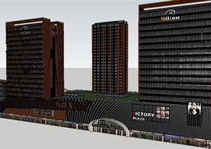 现代高层商业办公住宅综合建筑设计SU(草图大师)模型