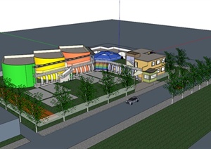 简约现代风格幼儿园建筑设计SU(草图大师)模型