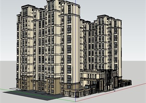 新古典风格会所及高层住宅建筑设计SU(草图大师)模型