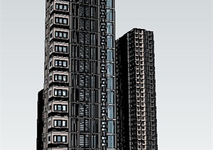 现代连栋高层商住楼建筑设计SU(草图大师)模型