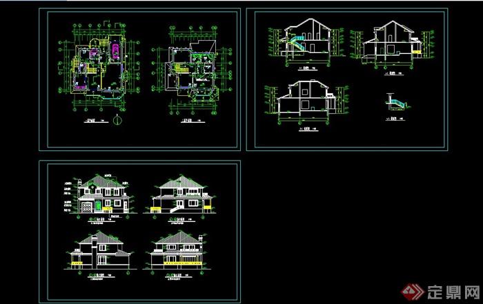 某东南亚风格独栋别墅建筑设计CAD施工图含JPG效果图(4)