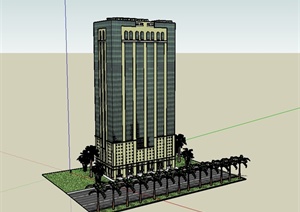 现代风格银行办公大厦楼设计SU(草图大师)模型
