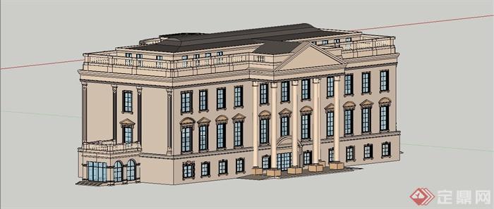 某简约欧式会所建筑设计SU模型(3)