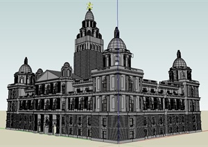某古典欧式风格议会大楼建筑设计SU(草图大师)模型