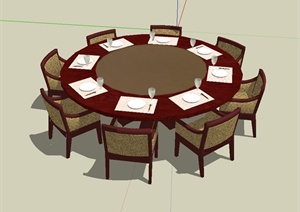 某现代风格包房餐桌椅设计SU(草图大师)模型