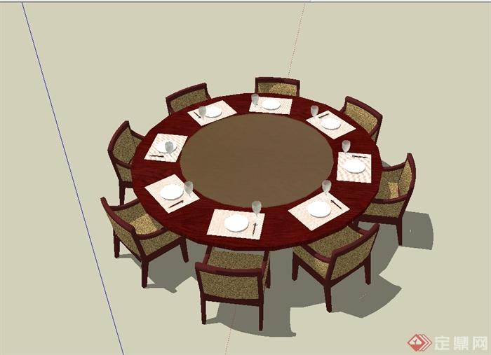 某现代风格包房餐桌椅设计su模型(3)