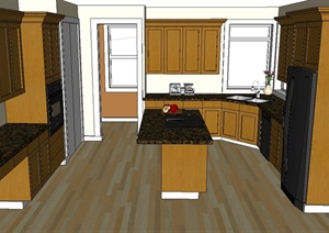 现代住宅室内厨房整体设计SU(草图大师)模型