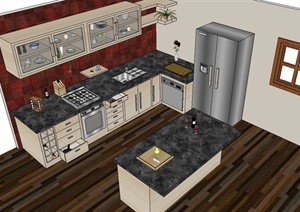 现代厨房整体设计SU(草图大师)模型