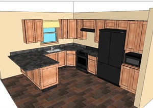 现代风格住宅厨房整体设计SU(草图大师)模型