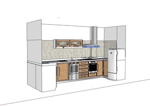 现代住宅厨房整体橱柜设计SU(草图大师)模型