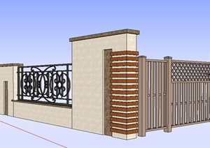 铁艺围墙及庭院门SU(草图大师)模型