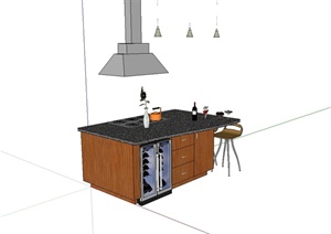 现代风格厨房橱柜设施设计SU(草图大师)模型
