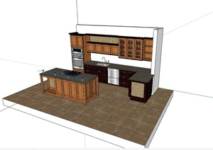 某厨房整体橱柜SU(草图大师)模型