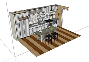现代风格厨房整体设施设计SU(草图大师)模型
