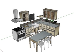 某现代风格厨房详细设备设计SU(草图大师)模型