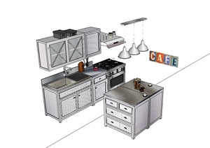 厨房橱柜整体设计SU(草图大师)模型