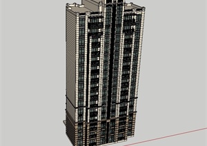新古典小高层居住建筑楼设计SU(草图大师)模型