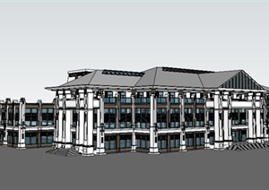 古典风格商铺及会所建筑设计SU(草图大师)模型