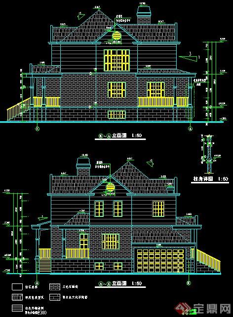 现代风格双拼别墅建筑施工图及效果图(2)