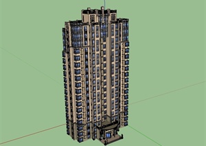 新古典风格详细高层居住小区建筑楼设计SU(草图大师)模型