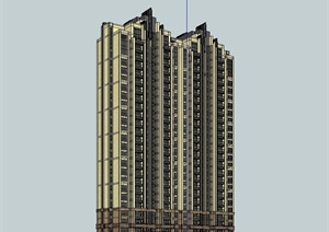 新古典风格详细小高层居住小区楼设计SU(草图大师)模型