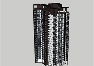 某现代风格小区高层居住建筑设计SU(草图大师)模型